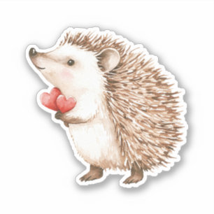 Sticker Hérisson Mignon avec des Cœurs