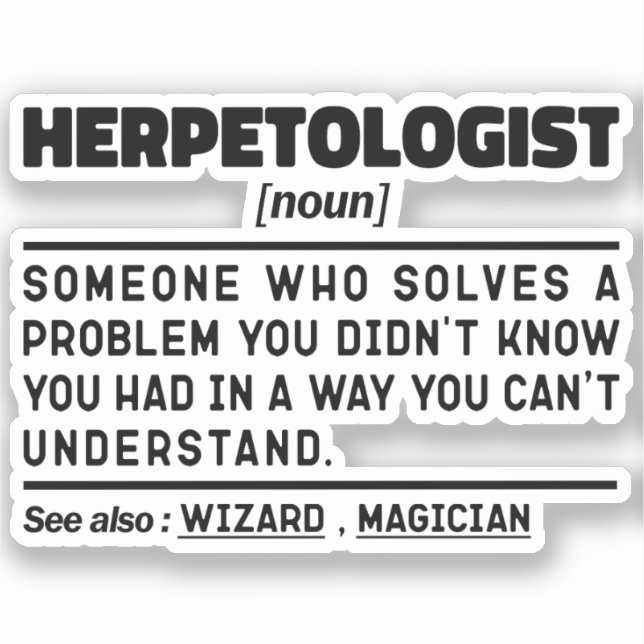 Sticker Herpetologue Noun Professeur Cool Sarcastique (Recto)
