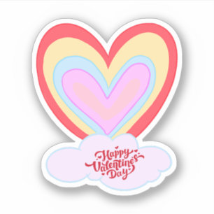 Sticker Heureuse Sainte-Valentin au coeur rose mignon