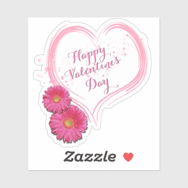 Sticker Heureuse Sainte-Valentin des fleurs de coeur roses (Feuille)