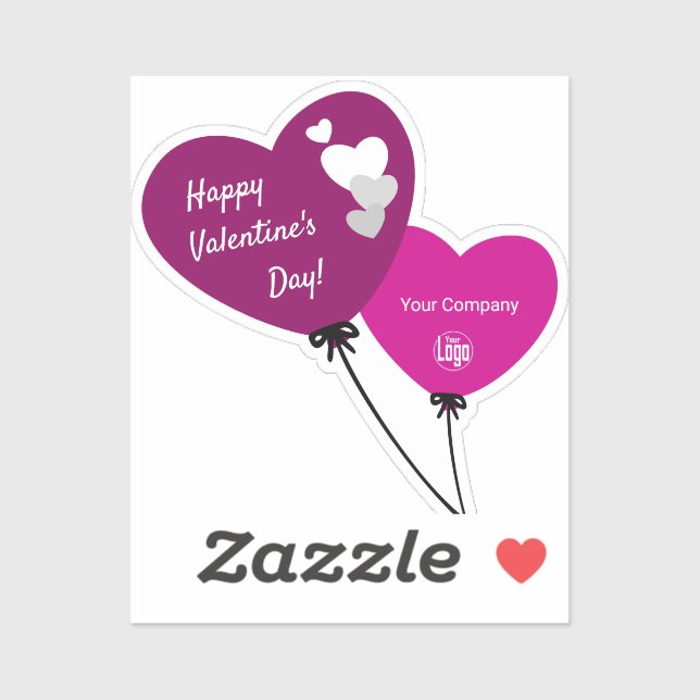 Sticker Heureuse Sainte-Valentin promotionnel Deux ballons (Feuille)