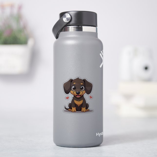 Sticker Heureux chiot teckel – Art Chibi (HydroFlask)