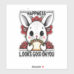 Sticker Heureux Rabbit bonheur a l'air bon sur vous