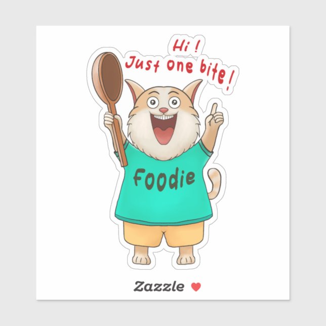 Sticker Hi! Just One Bite! Cat — The Foodie’s Inner Voice (Feuille)