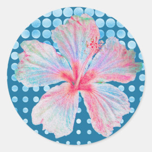 Sticker Hibiscus Design en bleu