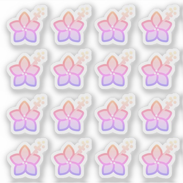 Sticker Hibiscus Floral Dégradé de Couleurs Rose  (Devant)