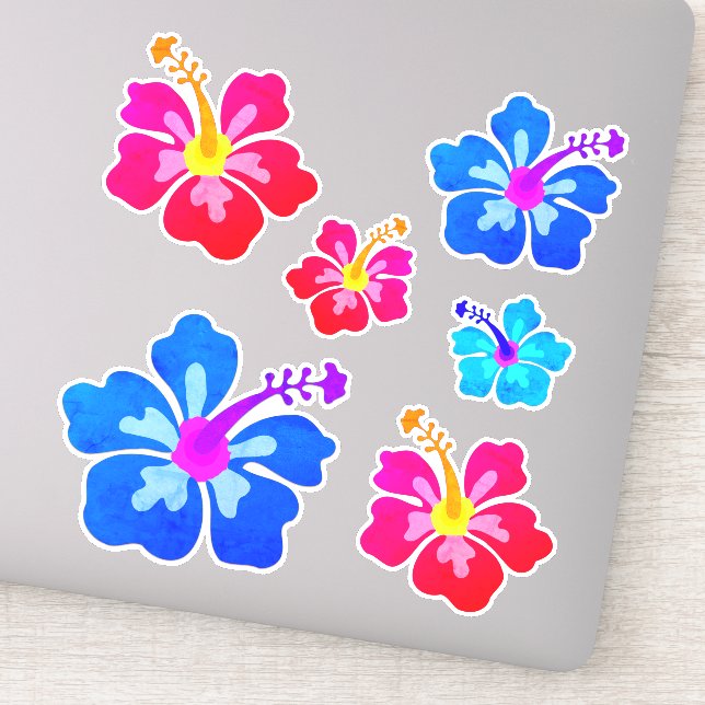 Sticker Hibiscus hawaïen Fleur Tropical Formé Art (Détail)