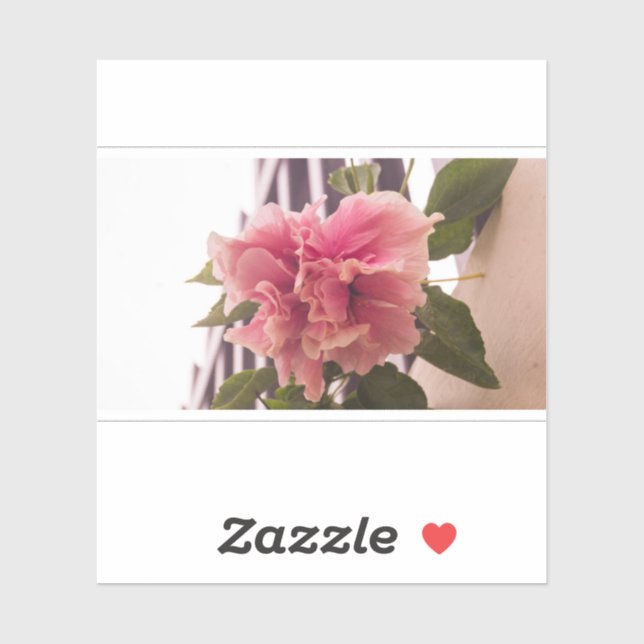 Sticker Hibiscus rose 02 (Feuille)