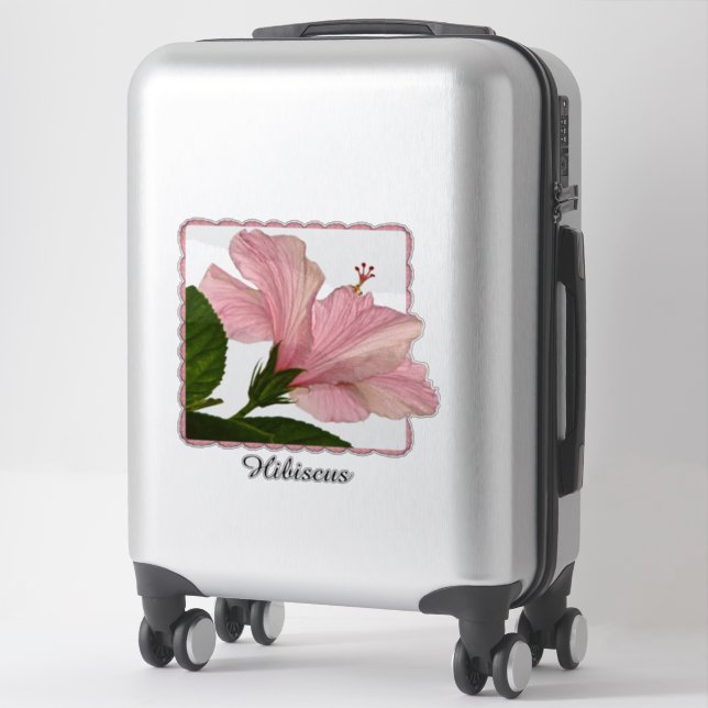 Sticker Hibiscus rose tropical Photographie florale | Nom (Sur valise)