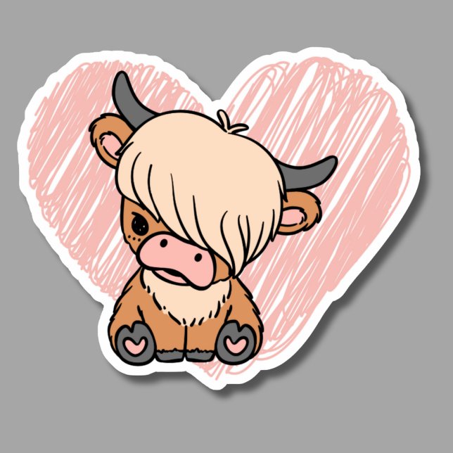 Sticker Highland Cow Love Waterproof (Créateur téléchargé)