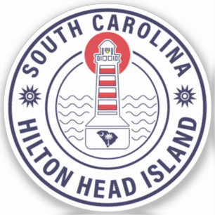 Sticker Hilton Head Island Lighthouse Retro Sunset