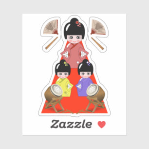 Sticker Hinamatsuri, poupée japonaise du Jour des Filles