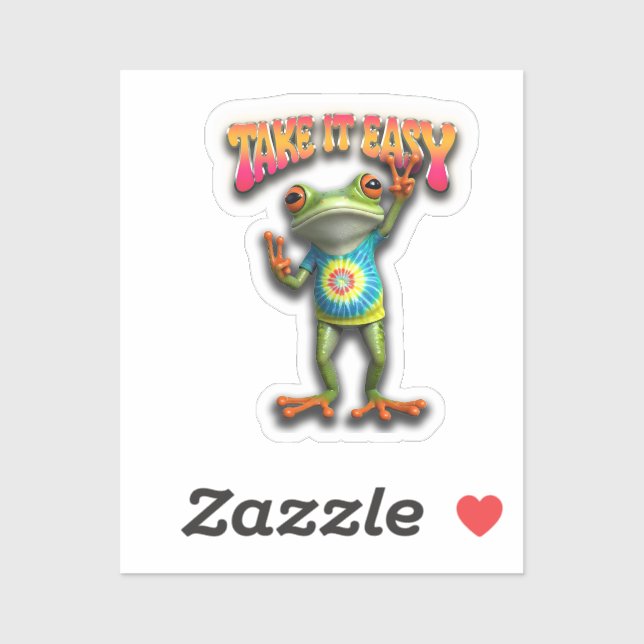 Sticker Hippie Frog Take it Easy Fun Colorful  (Feuille)