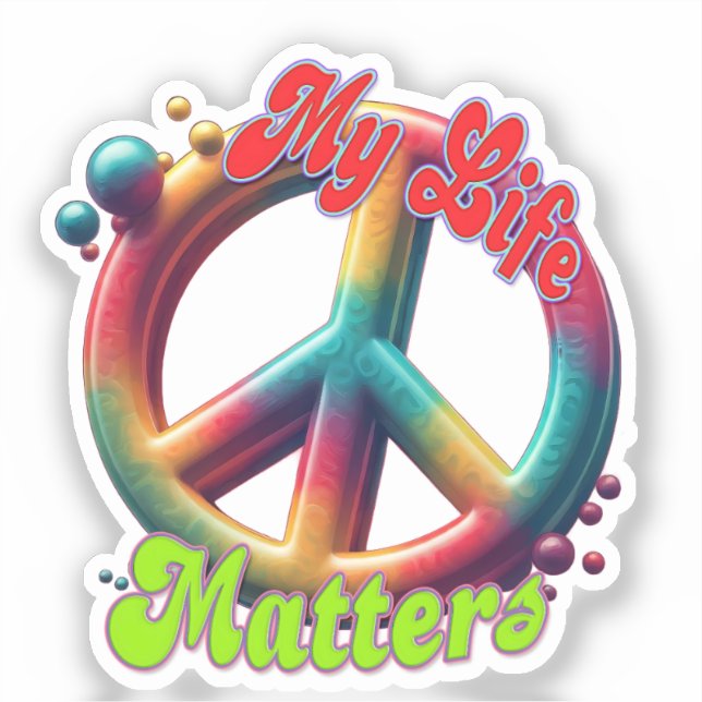 Sticker Hippie Love Peace Life Matters Custom  (Recto)