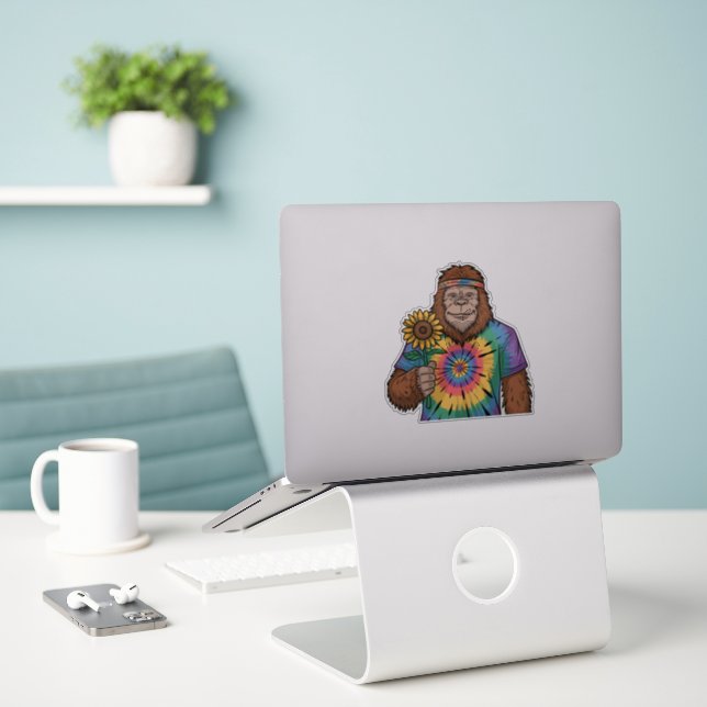 Sticker Hippie Sasquatch (Ordinateur portable sur le bureau)