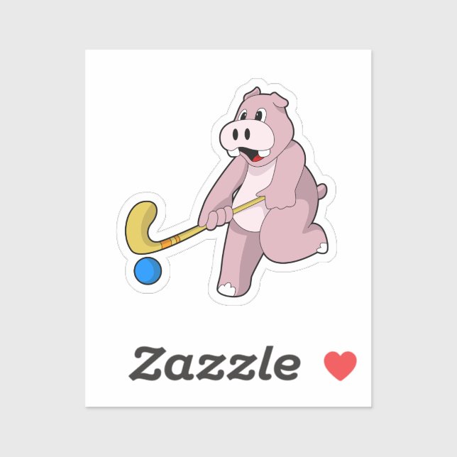Sticker Hippo at hockey (Feuille)