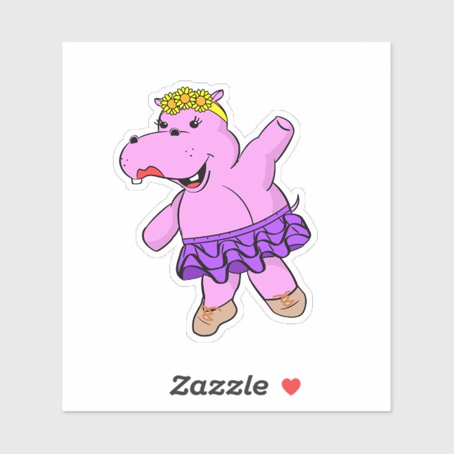 Sticker Hippo Ballerina avec Tutu (Feuille)