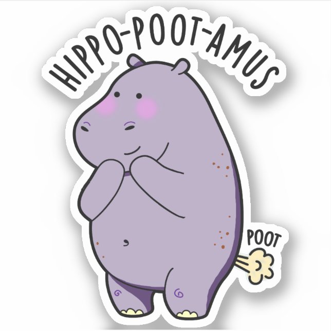 Sticker Hippo-poot-amus Drôle Farting Hippo Pun (Devant)