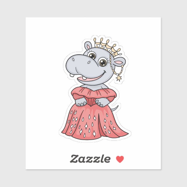 Sticker Hippo Princess (Feuille)
