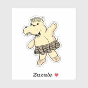 Sticker Hippo Sepia Ballerina Avec Tutu