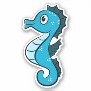 Sticker Hippocampe bleu