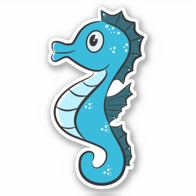 Sticker Hippocampe bleu (Devant)