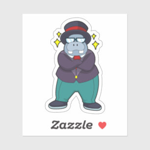 Sticker Hippopotame en marié avec costume.PNG
