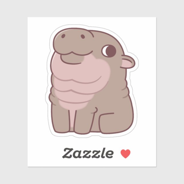 Sticker Hippopotame pygmée assis mignon (Feuille)