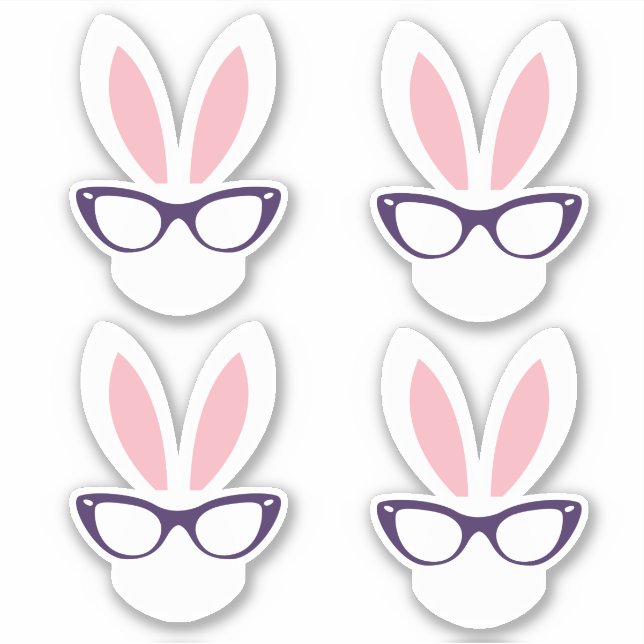 Sticker Hipster Bunny de Pâques (Devant)