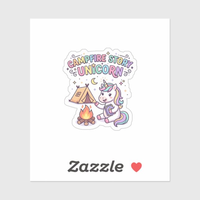 Sticker Histoire de feu de camp licorne Licorne charmante  (Feuille)