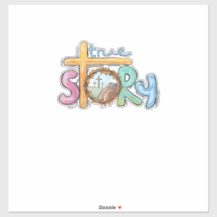 Sticker Histoire vraie croix Jésus jour de Pâques chrétien