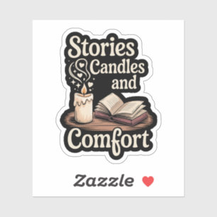 Sticker Histoires, bougies et confort — lecture confortabl