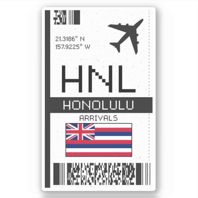 Sticker HNL Honolulu Boarding Pass - Hawaii Travel (Devant)