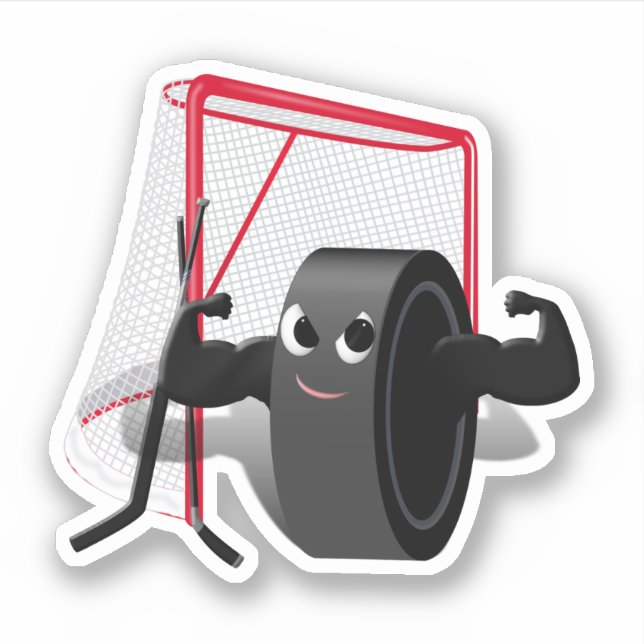 Sticker Hockey Puck and Goal Net Sports (Devant)