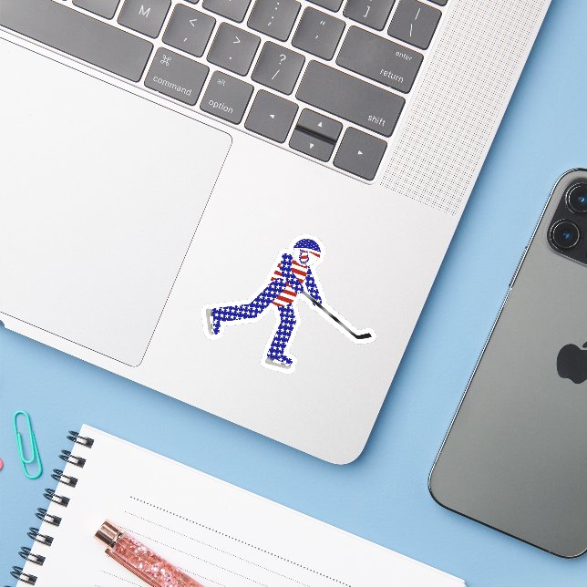 Sticker Hockey sur glace USA (Ordinateur portable avec iPhone)