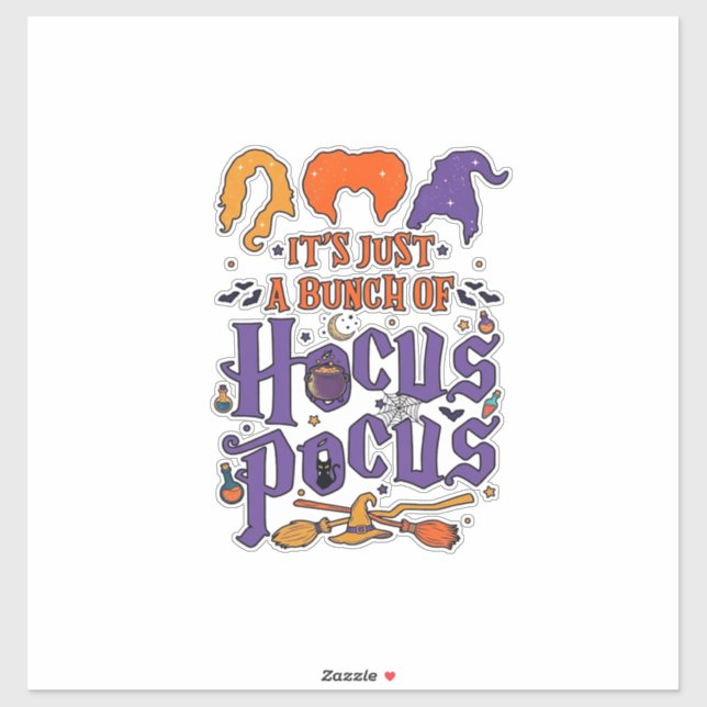 Sticker Hocus Pocus Halloween Sorcières Chaudron Balai Cha (Feuille)