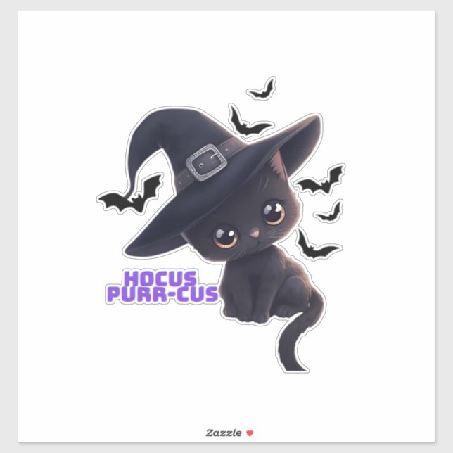 Sticker Hocus Purr-cus Mignon Chat Noir Halloween Art Clas (Feuille)
