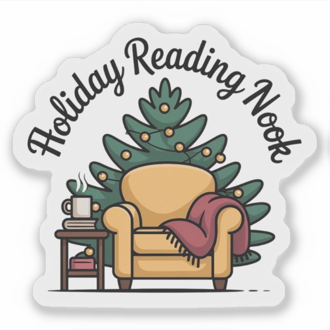 Sticker Holiday Reading Nook Cozy Christmas (Devant)