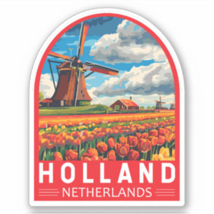Sticker Holland Pays-Bas Travel Art Vintage