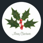 Sticker Holly Christmas Joyeux Noël<br><div class="desc">Sticker Holly Christmas Joyeux Noël</div>