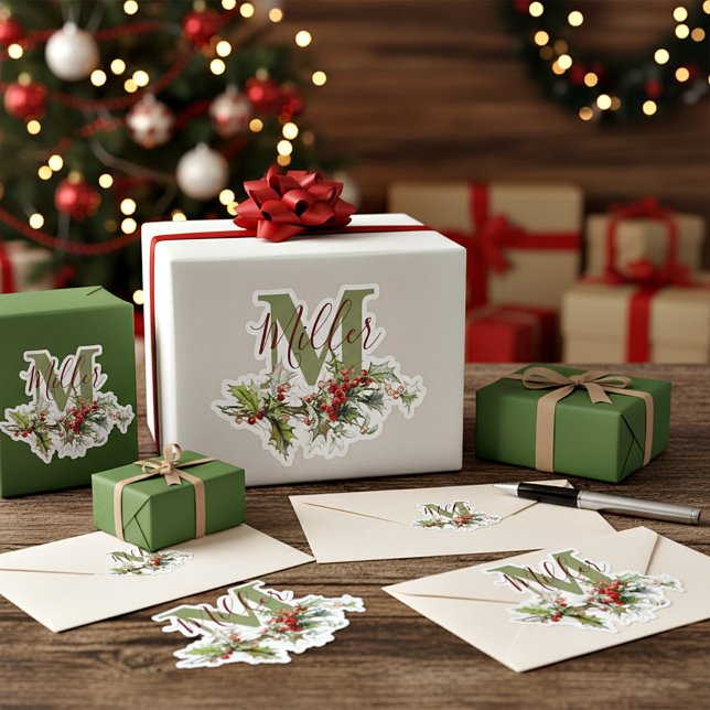 Sticker Holly et baies personnalisées (Créateur téléchargé)