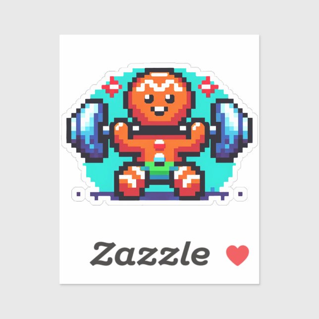 Sticker Homme en pain d'épices - Drôle Pixel Art Holiday (Feuille)