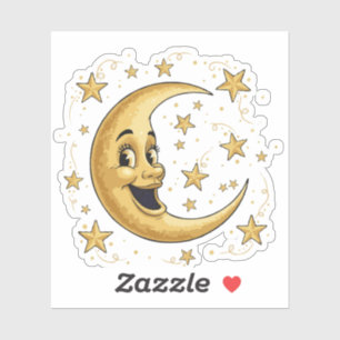 Sticker Homme Vintage Fantaisiste sur la Lune   Céleste Do