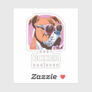 Sticker Homme Vintage Retro Boxer Amoureux des chiens Papa