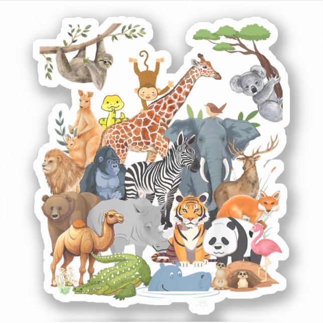 Sticker Hommes Femmes et Enfants Faune Zoo Jour Fête Migno (Devant)