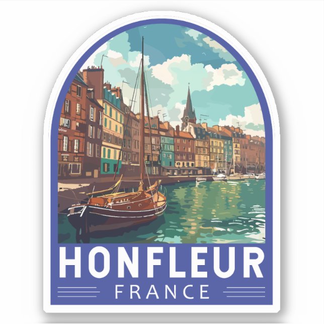 Sticker Honfleur France Travel Art Vintage (Devant)