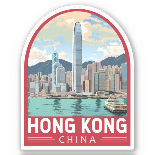 Sticker Hong Kong China Travel Art Vintage (Devant)