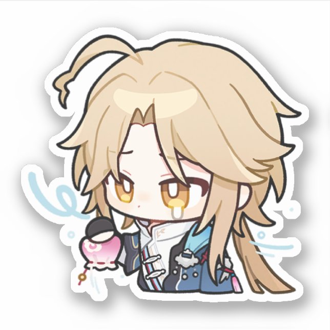 Sticker Honkai Star Rail Chibi Yanqing Pas d'argent Sticke (Devant)