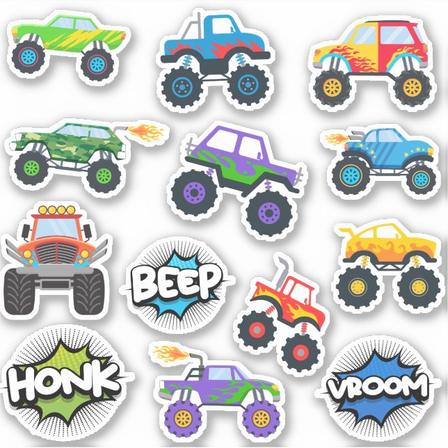 Sticker Honneur beep vroom monstre camions garçon autocoll (Devant)