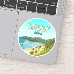 Sticker Honolulu Hanauma Bay Beach Hawaii Vintage